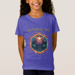 Naturlig 20 Flammande D20 Tärningar Episk D&D Kr T Shirt