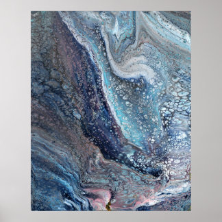 Naturlig Attraktion 1 Blue Fluid Abstrakt Art Skri Poster