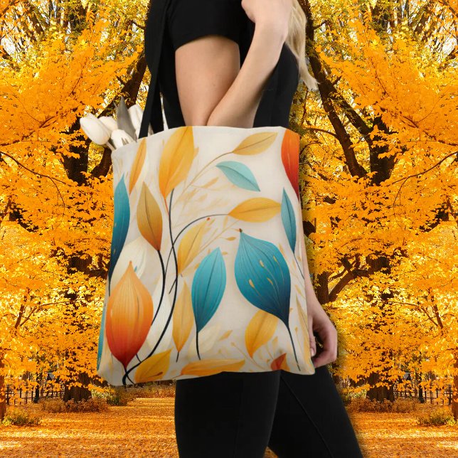 Naturlig avverkning - Minimalistisk Löv-konstdesig Tygkasse (Natural Foliage Minimalist All-Over Printed Tote Bag)