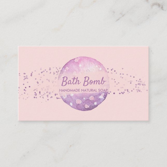 Naturlig badbomb för spa rosa visitkort (Framsida)