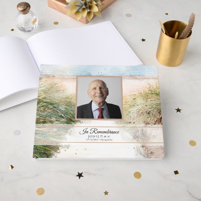 Naturlig Beach Firande i livets begravning Gästböcker (Framsida Öppen)