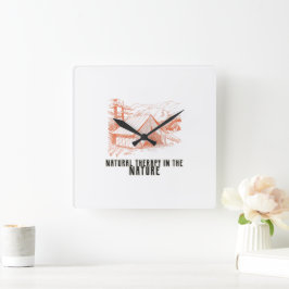 Naturlig behandling i natur Wall Clock Fyrkantig Klocka