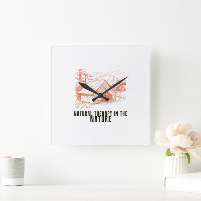 Naturlig behandling i natur Wall Clock Fyrkantig Klocka (Hem)