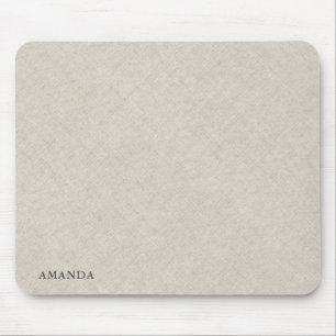 Naturlig Beige Linne Textur Med Grå Typografi Musmatta