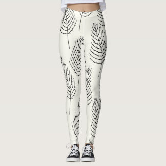 Naturlig Blommigt: Abstrakt Vit Vintage Leggings