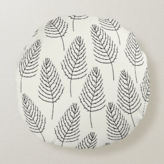 Naturlig Blommigt: Abstrakt Vit Vintage Rund Kudde