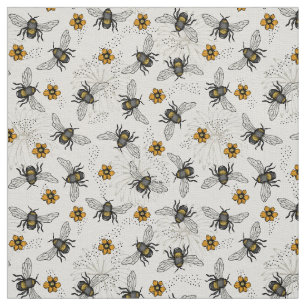 Naturlig Blommigt av Linen Rustic Illustrated Honu Tyg