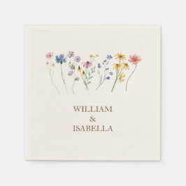 Naturlig Blomning | Beige Pastell Vildblomma Bröll Pappersservett