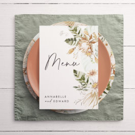 Naturlig bohemisk botanisk modern elegant bladverk meny