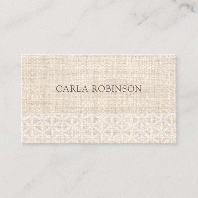Naturlig Boho chic, Beige & Vit, Livets blomma Visitkort (Framsida)