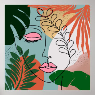 Naturlig boho-tropisk illustration poster