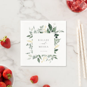 Naturlig botaniska Greenery Bröllop Pappersservett
