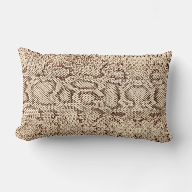 Naturlig Cream Beige Anaconda Exotic Snakeskin Lumbarkudde (Framsida)