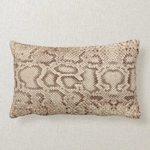 Naturlig Cream Beige Anaconda Exotic Snakeskin Lumbarkudde