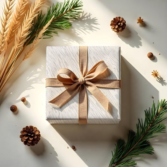 Naturlig Cream Beige Woodgrain Träd Struktur Presentpapper (Natural Cream Beige Woodgrain Tree Texture Wrapping Paper)