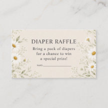 Naturlig Daisy Baby Shower Blöja Lotteri Kort