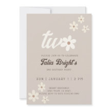 Naturlig Daisy Boho Födelsedagsinbjudan