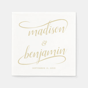 Naturlig Ecru Handskriftlig Swash Calligraphy Bröl Pappersservett