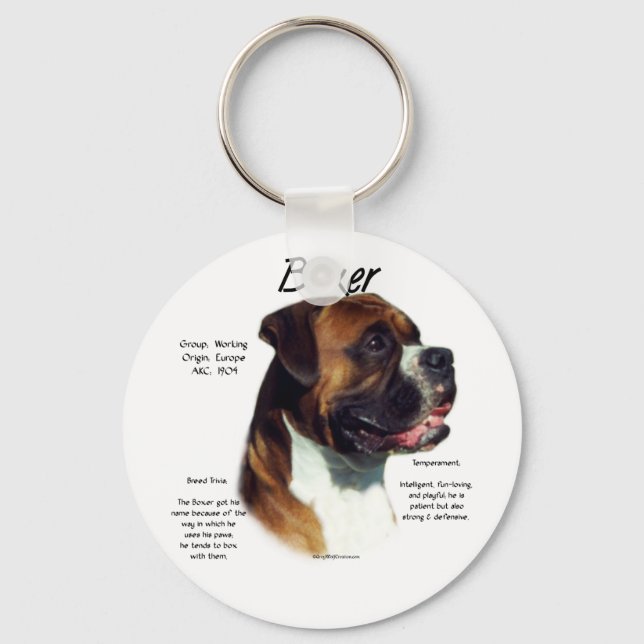 Naturlig Färgad Boxer Möte rasen Nyckelring (Framsida)