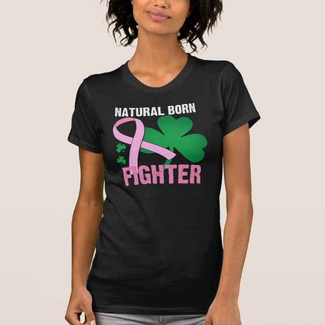 Naturlig född kämpest patricks daybröstcancer t shirt (Framsida)