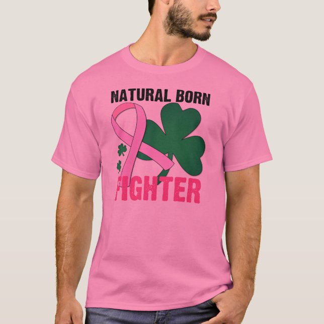 Naturlig född kämpest patricks daybröstcancer t-shirt (Framsida)