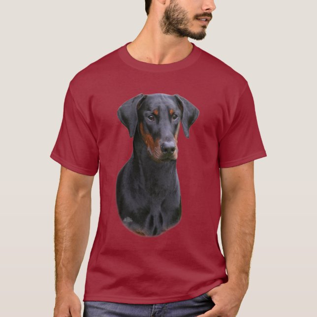 Naturlig gå i ax svart uncropped Dobermanpinscher T-shirt (Framsida)