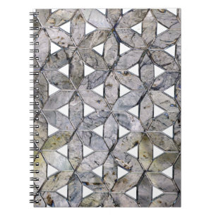 Naturlig Grått Stone Mosaic, blomma av liv Anteckningsbok