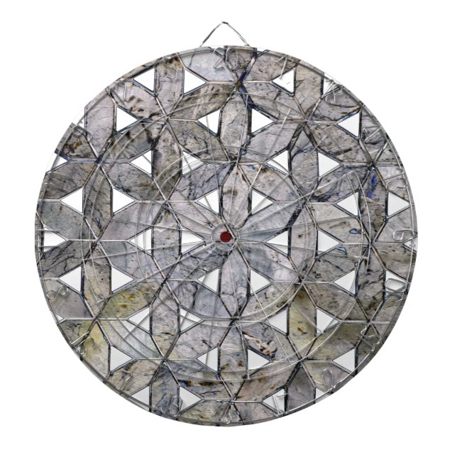 Naturlig Grått Stone Mosaic, blomma av liv Darttavla (Framsidan)
