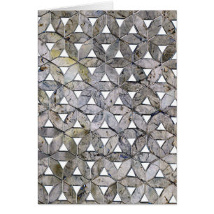 Naturlig Grått Stone Mosaic, blomma av liv Hälsningskort