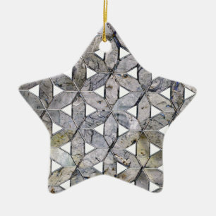 Naturlig Grått Stone Mosaic, blomma av liv Julgransprydnad Keramik
