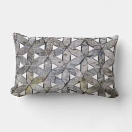 Naturlig Grått Stone Mosaic, blomma av liv Lumbarkudde