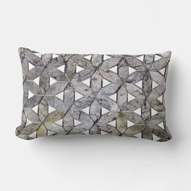Naturlig Grått Stone Mosaic, blomma av liv Lumbarkudde (Framsida)