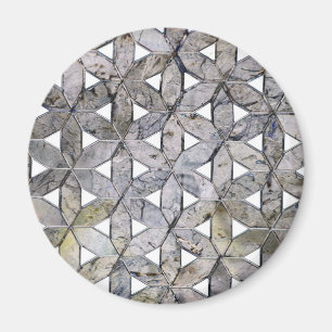 Naturlig Grått Stone Mosaic, blomma av liv Magnet