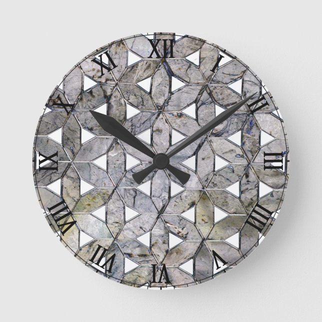 Naturlig Grått Stone Mosaic, blomma av liv Rund Klocka (Framsida)