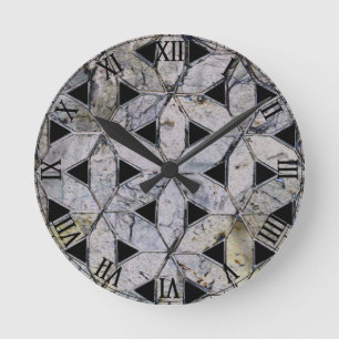 Naturlig Grått Stone Mosaic, blomma av liv Rund Klocka