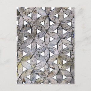 Naturlig Grått Stone Mosaic, blomma av liv Vykort