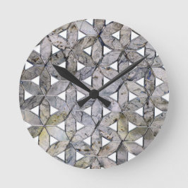 Naturlig Grått Stone Mosaic mönster blomma Rund Klocka