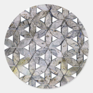Naturlig Grått Stone Mosaic mönster blomma Runt Klistermärke