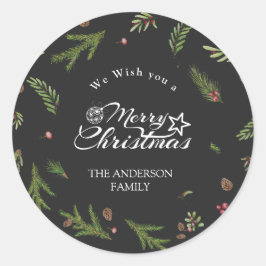 Naturlig Grönt av botanisk elegant, minsta Julmins Runt Klistermärke