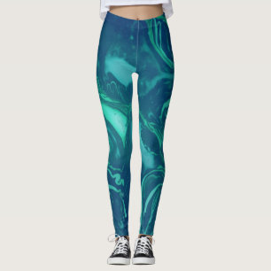 Naturlig Grönt Emerald Marble Leggings