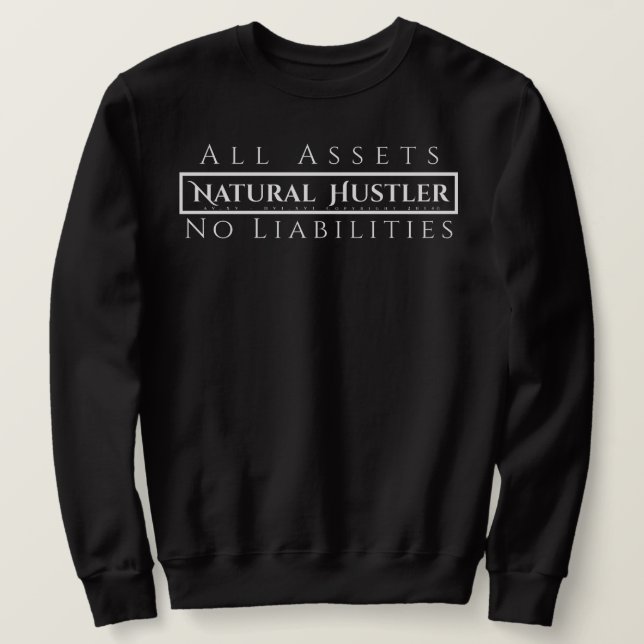Naturlig Hustler Sweatshirt White på Black (Design framsida)