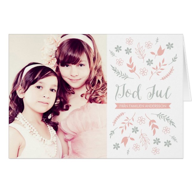 Naturlig jul häls ning hälsningskort (Framsidan Horizontal)