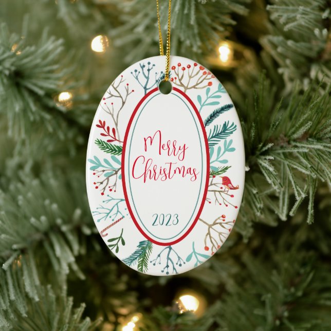 Naturlig juljul julgransprydnad keramik (Träd)