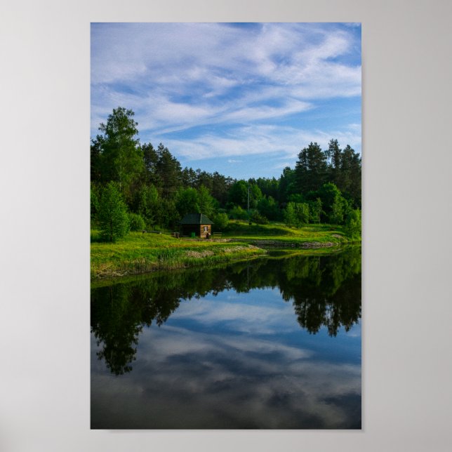Naturlig landskapsflodkanal i Vitryssland Poster (Framsidan)