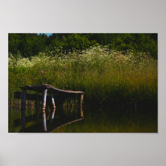 Naturlig landskapslandskap Sjö Gamle Pier Poster (Framsidan)