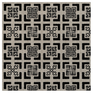 Naturlig Linen Adinkra-Kufic-teknik Tyg