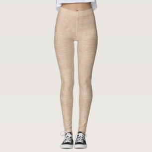 Naturlig linnetextur i varmt beige leggings