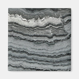 Naturlig marmor, svart vit snöre-agate magnet