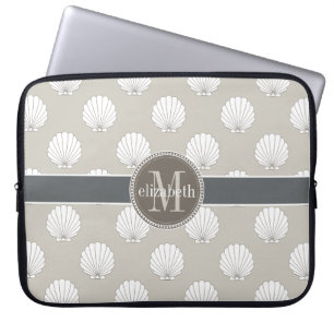 Naturlig Monogram för snäckskal för   Laptop Fodral