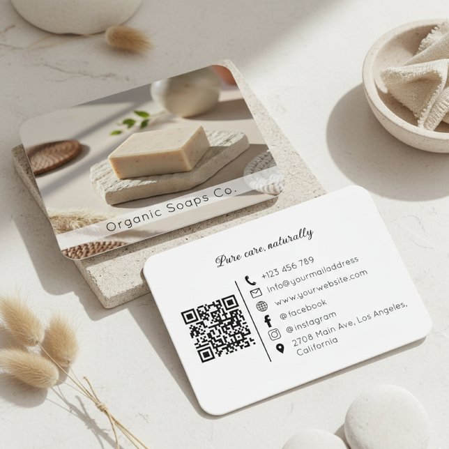 Naturlig Organisk Tvål QR-kod  Visitkort (Skapare uppladdad)